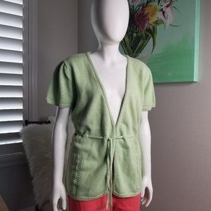 Organic cotton women green shirt sleeves cardigan NEW size L